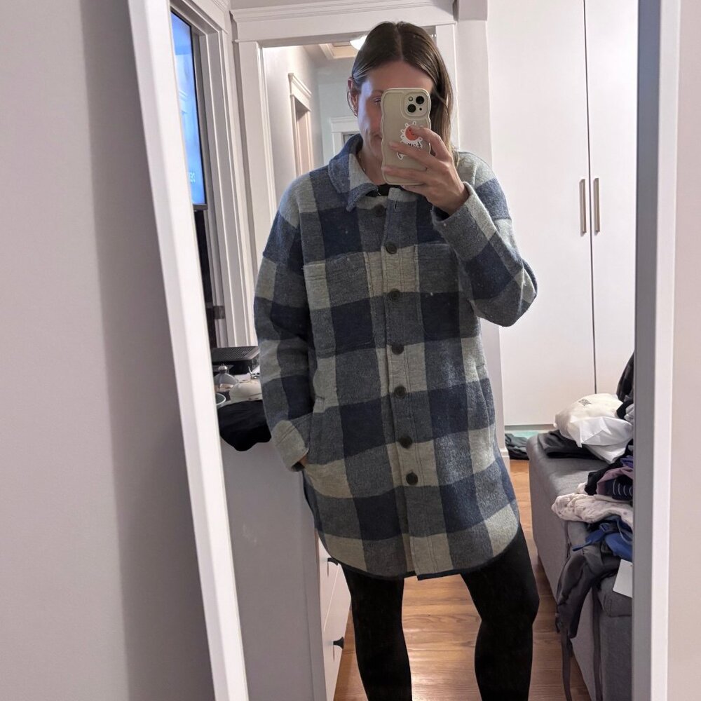 Boiled Wool Sweater Jacket in Buffalo Check Size XS